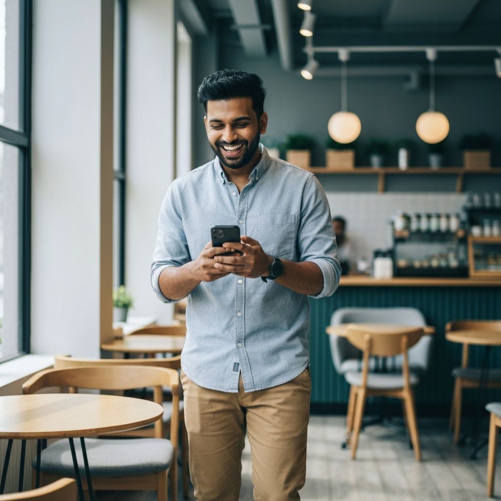 Business owner celebrating success